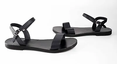 New KIONAS 9 Sandals Greek Leather Art Black Aphrodite Ankle Strap Minamalist • $40.79