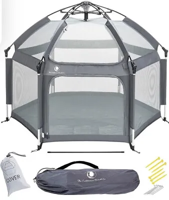POP N GO Premium Indoor & Outdoor Baby Playpen Play Yard Canopy Travel Bag Gray • $59.99
