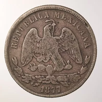 Raw 1877 Mexico 50C Silver 50 Centavos KM# 407 • $30