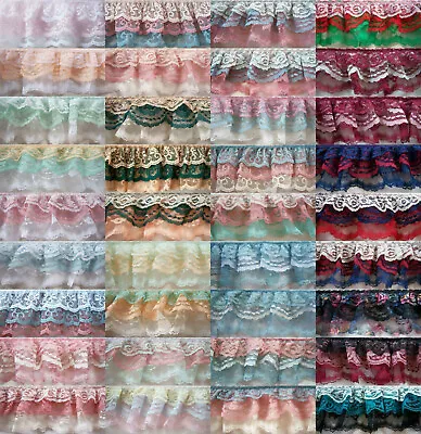 2 Yards Triple Ruffled/Gathered 2 1/2  To 3  Lace Color Choices • $3.98