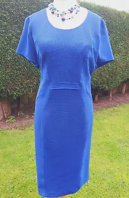 MAGISCULPT Blue 50s Blue Fitted Pencil Dress Size 16 Occasion Slimming  Control • £19.99