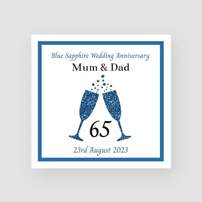 £3.85 • Buy Personalised 65th Sapphire Wedding Anniversary Card Champagne Glass Husband Wife