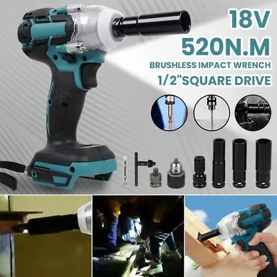 1/2  Cordless Impact Wrench Driver Brushless Rattle Gun For Makita 18V Battery • £25