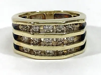 $2399.99 • Buy Jose Hess 1.14ct Channel Set Diamond 14k Yellow Gold 3 Rows Wide Band Ring Sz-6