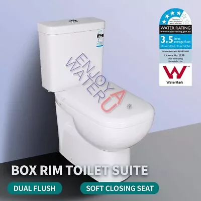 Bathroom Box Rim Dual Flush Wall Faced Close Coupled Toilet Suite Ceramic S Trap • $365