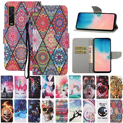 For Oppo A3S A12E A52 A72 A31 Find X2Pro Reno4 Painted Leather Wallet Cover Case • $15.05