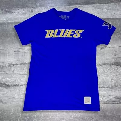 Retro Brand St. Louis Blues Distressed Wordmark T-Shirt Mens L Blue Note NHL • $15.98