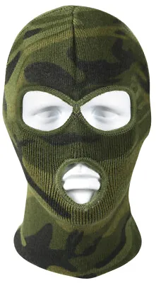 Woodland Camouflage Winter Cold Weather Three Hole Acrylic Military Face Mask • $13.99