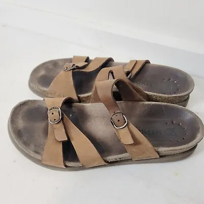 Mephisto Womens Hannel Brown Leather Slip On Slide Sandals Size 10 • $20.22