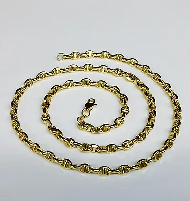 14k Yellow Gold Mens Anchor Mariner Chain Necklace 4MM 10 Grams  24  • $975