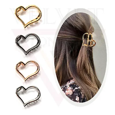 Heart Shape Hair Claws Metal Hair Jaw Clips Non-Slip Big Clutcher Barrattes Claw • £3.75