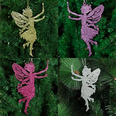 10Pcs Glitter Fairy Christmas Tree Decoration Xmas Party Hanging Ornament Decor • £5.89