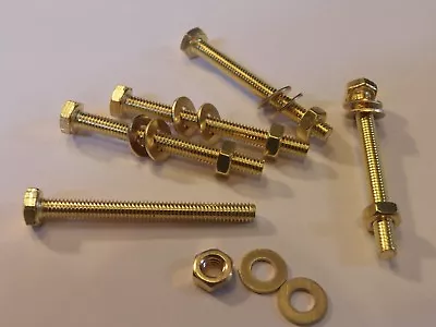 5 X M4x40 Brass Hex Head Bolts Nuts & Washers (pack 0f 5) Brass Set Screws X5 • £2.65