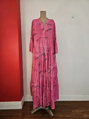 DISTRICT MUNICH Maxi Cotton Boho Dress St. Barth IBIZA Mykonos Capri Size L- XL • $129