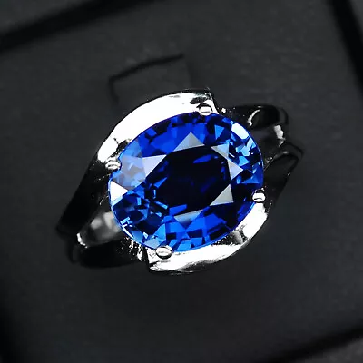 Invaluable Royal Blue Sapphire Oval 6.20 Ct 925 Sterling Silver Handmade Rings • $20.99