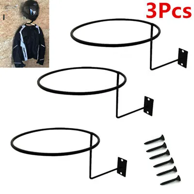 3pcs Black Steel Motorcycle Helmet Holder Wall Mount Hanger Hook Rack For Jacket • $19.91