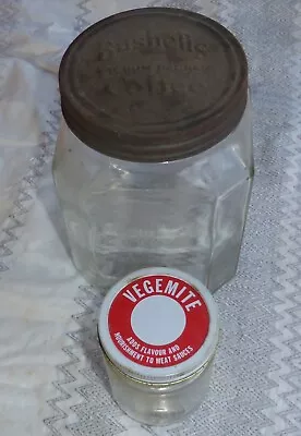 Bushells Vintage Antique Coffee Jar Square. Free Vegemite Jar Also. • $13.50