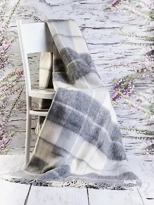 SALE Merino Wool Blanket / Bed Throw 100% Wool Size BLANKET 160 X 200 Cm Grey • £79.99