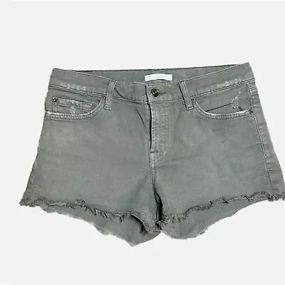 7 For All Mankind Olive Green Denim Cut Off Style Frayed Jean Shorts 27 • $14.99