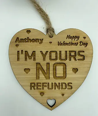 £4.99 • Buy Funny Personalised Valentines Day Gift Her Him Husband Wife Wooden Boyfriend