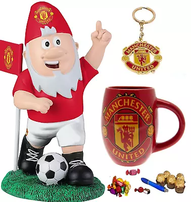 £34.99 • Buy Manchester United Football Gift Set With Gnome, Mug, Chocolates & Keyring