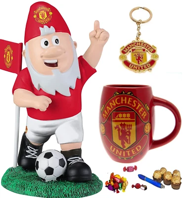 £34.99 • Buy Manchester United Football Gift Set With Gnome, Mug, Chocolates & Keyring