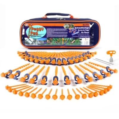 $129.95 • Buy Peggy Peg 50pc Starter Kit - Fibreglass Screw Pegs Camping Tarp Tent Awning PP03