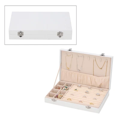 £39.05 • Buy Jewelry Organizer Storage Box White Velvet With Anti Tarnish Lining Lock