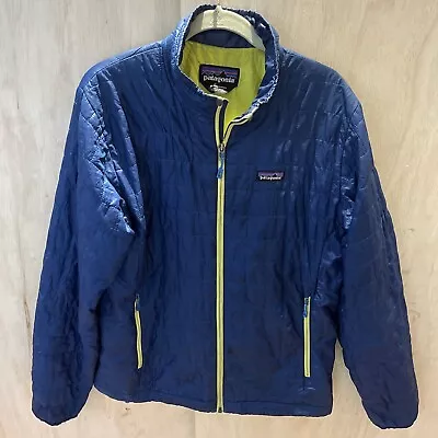 Patagonia Mens Down Puffer Jacket Coat Sweater Snow Full Zip Blue Size Medium • $90.19