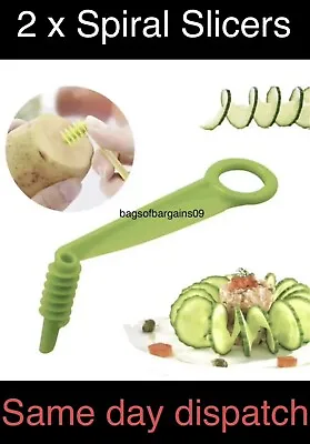 2 X Portable Potato Spiral Cutter Twister Slicer Fruit Vegetable Cutter Kitchen • £4.39