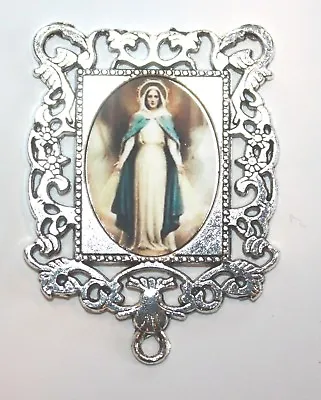 £12.14 • Buy Extra LARGE Silver Rosary Center Part | Our Lady Of Grace # 1| Rosary Parts
