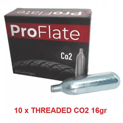 10 X PROFLATE CO2 BIKE PUMP TYRE CANISTER INFLATOR GAS THREADED CARTRIDGE 16g • £11.39