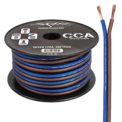 Skar Audio 12 Gauge CCA Car Audio Speaker Wire - 30 Feet (Matte Brown/Blue) • $12.74