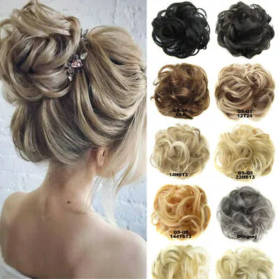 Large Thick Messy Bun Scrunchie Hair Piece Updo False Cover Curly Hair Extension • £4.39