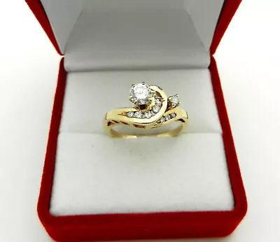 1.24Ct Lab Created Diamond Promise Engagement Ring 14K Yellow Gold Plated Silver • $149.99