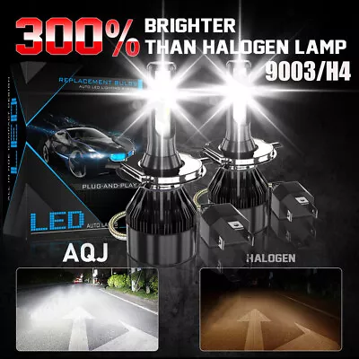 Super Bright White H4 9003 LED Headlight Bulb 40000LM Kit High Low Beam CANBUS+ • $15.39