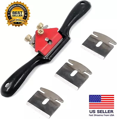 Metal Spokeshave Adjustable Spoke Shave Woodworking Hand Cutting Tool W/ Blades • $19.96