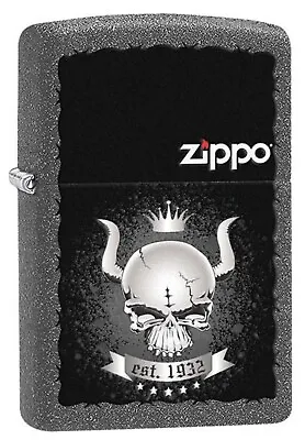 Zippo Lighter Skull Crown Iron Stone Matte Rare Collectible Made In USA Gift All • $75.95