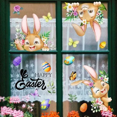 Happy Easter Glass Sticker Rabbit Pattern Wall Sticker Window Stickers • $13.77