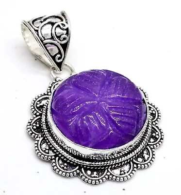 925 Sterling Silver Purple Tourmaline Gemstone Jewelry Vintage Cavin Pendant S-2 • $19.99