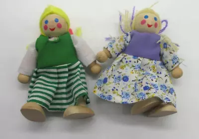 Vintage Melissa & Doug Wooden Doll House Girls Figures  2 Dolls • $9.95