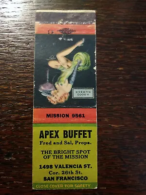 Vintage Matchcover: Apex Buffet Bright Spot Of The Mission San Francisco CA 07 • $4.99