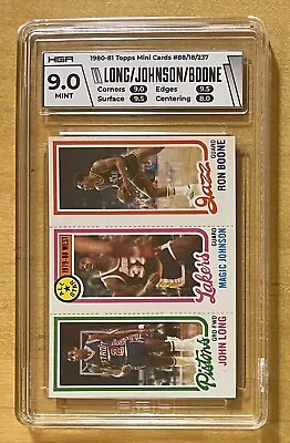 Magic Johnson Rookie 1980-81 Topps Basketball #18 Long/Boone HGA 9 Mint • $218