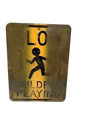 Vintage Road Sign Orginal CHILDREN AT PLAY  18X24 Metal • $12