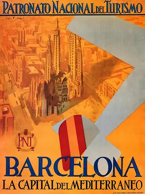 Barcelona Vintage Travel Poster • $18