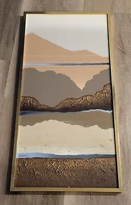 Vintage Gold Color Framed Mid Century Modern Surreal Oil Painting Signed Cameron • $199.99