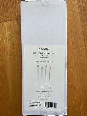 Set Of 4 Flameless Vigil Taper Candles 10” Ivory Wax - NEW • $12