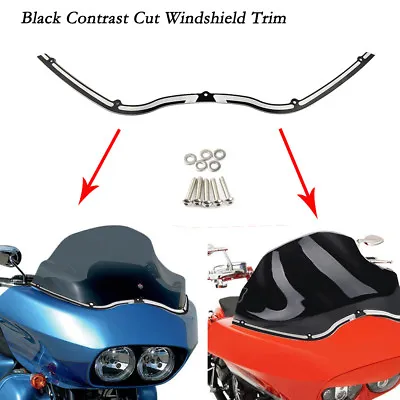 Black Contrast Cut Windshield Trim For Harley Road Glide FLTR FLTRX 1998-2013 • $45.50