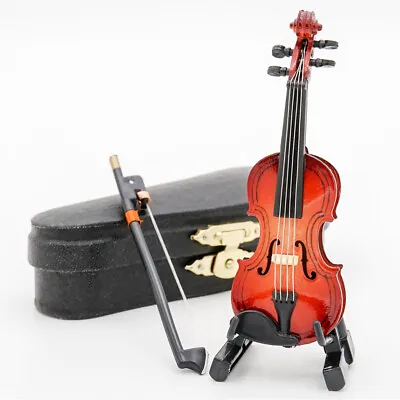 1:12 Violin Wooden Miniature Music Musical Instrument With Case&Holder Gift • $11.99