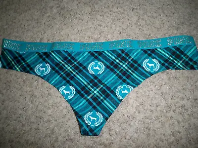 Victoria's Secret Thong Holiday Low Rise Plaid Green Black White Large New • £14.47